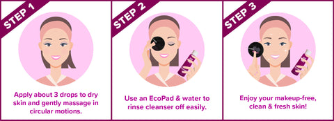 3 Steps to using the Give Me Cosmetics Makeup Remover