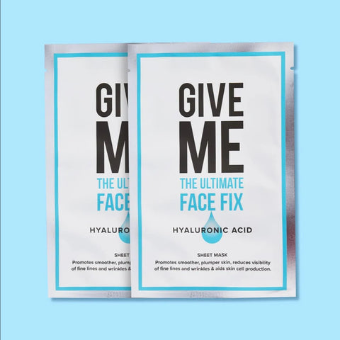 Two of the Give Me Cosmetics Hyaluronic Acid sheet masks.