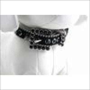 B.B. Simon Dog Collar / Black with Black Stones