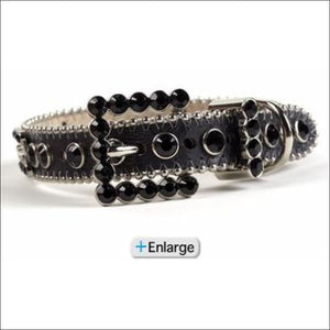 B.B. Simon Dog Collar / Black with Black Stones