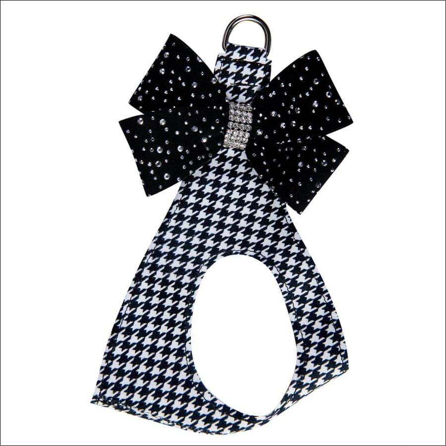 Black & White Houndstooth Silver Stardust Nouveu Bow Step in Harness