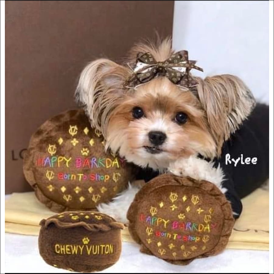 Dog Diggin Designs Toy w/Squeaker - Chewy Vuitton Brown/gold. Size LARGE!!!