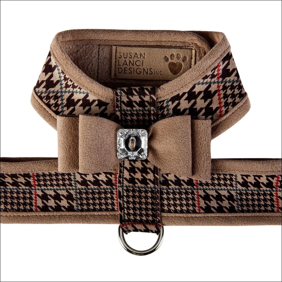 Chocolate Glen Houndstooth Tinkie Harness with Trim and Big Bow