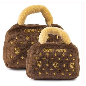 Chewy Vuitton Red Trim Designer Purse Dog Toy