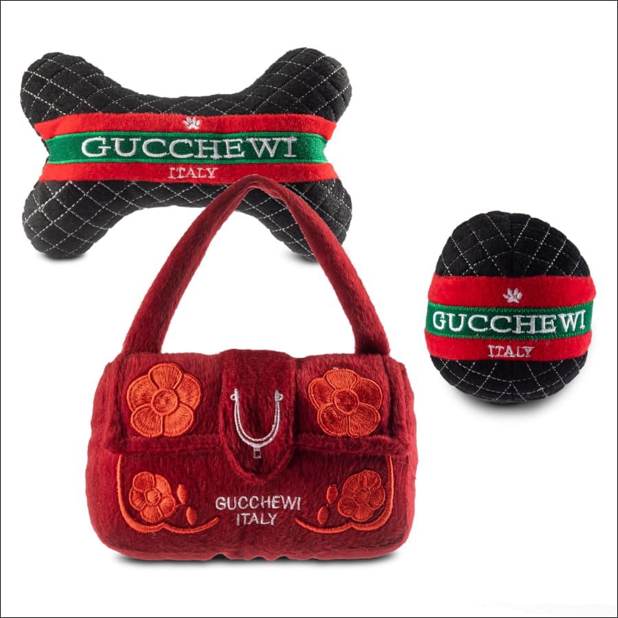  Dog Diggin Designs Runway Pup Collection  Unique Squeaky  Parody Plush Dog Toys – Haute Couture Purses & Handbags : Other Products :  Pet Supplies