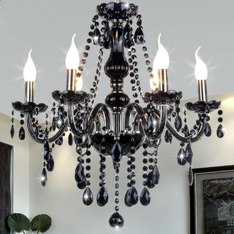 black round chandelier with crystals        <h3 class=