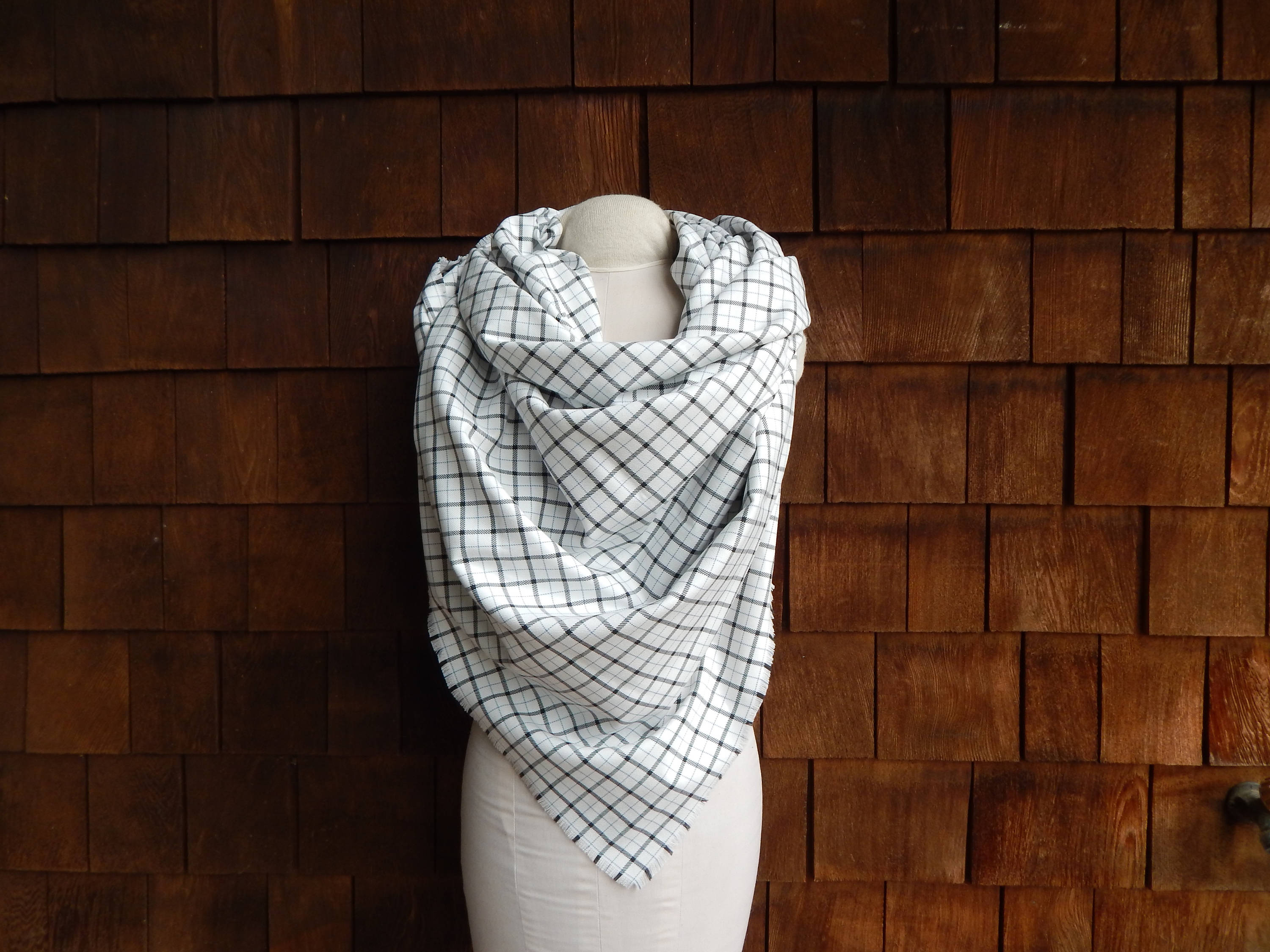 black and white window scarf