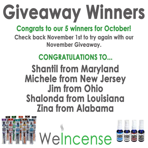 October Giveaway Winners