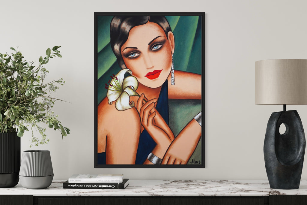 Gemälde im Art Deco Stil mit einer Frau