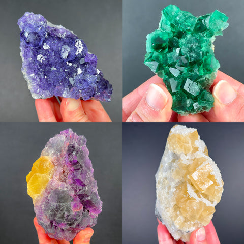 Different Colors of Fluorite Crystals