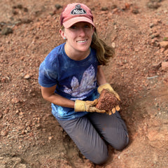 Unearthed Owner Lori digging for crystals