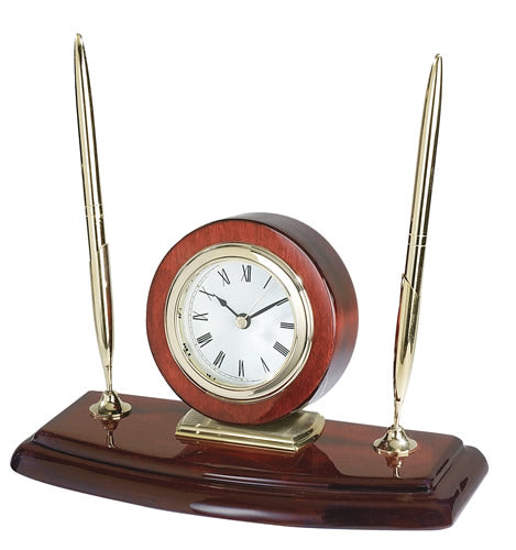 Personalized Free Engraving Cherry Finish Wooden Desk Clock With