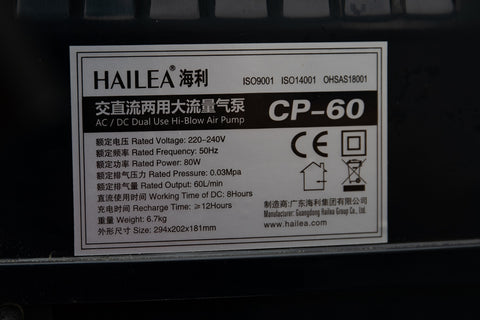 CP-60 Air Pump Specifications