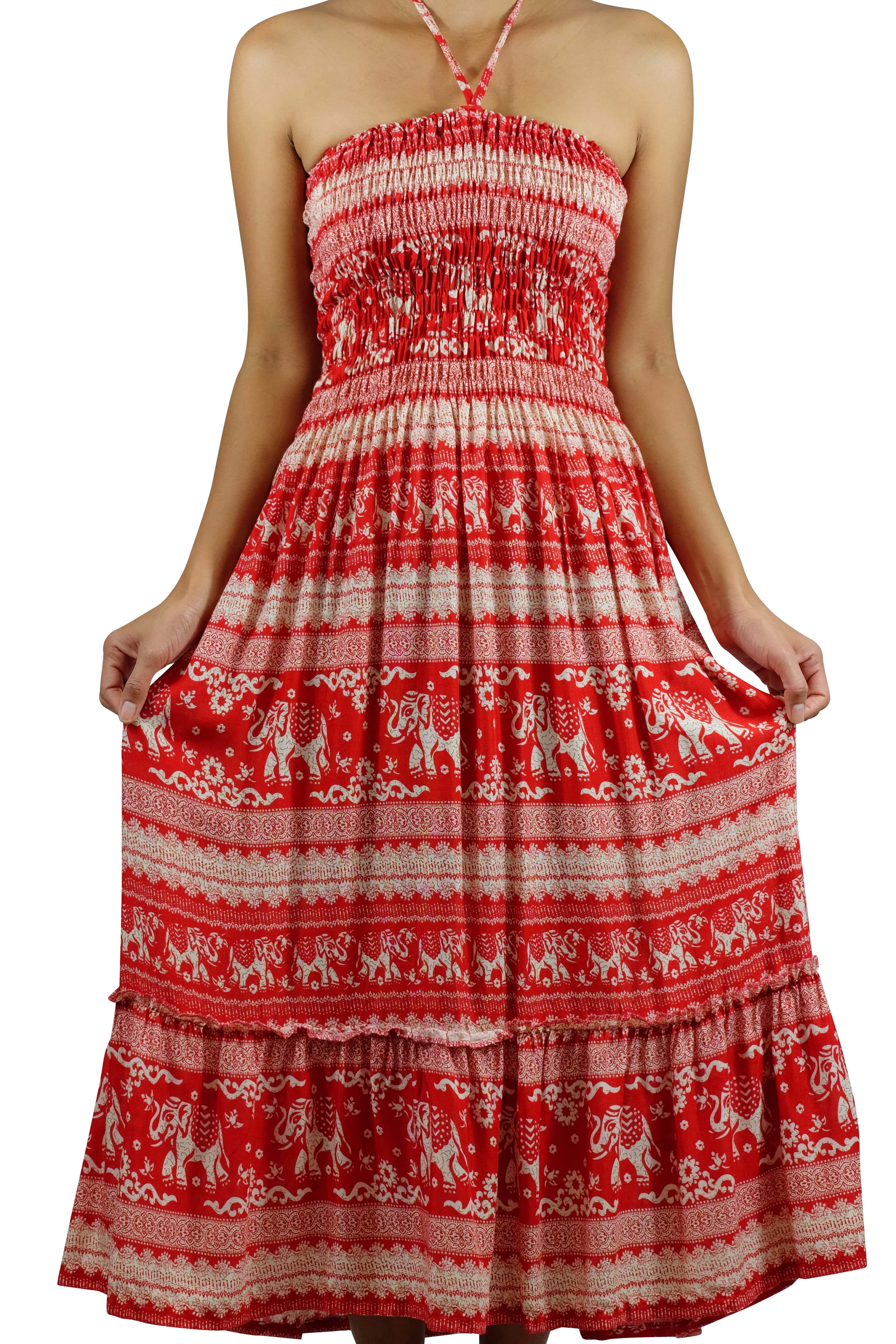 Dokbaw Halter Elephant Dress Red - Elephant Shirt Store product image