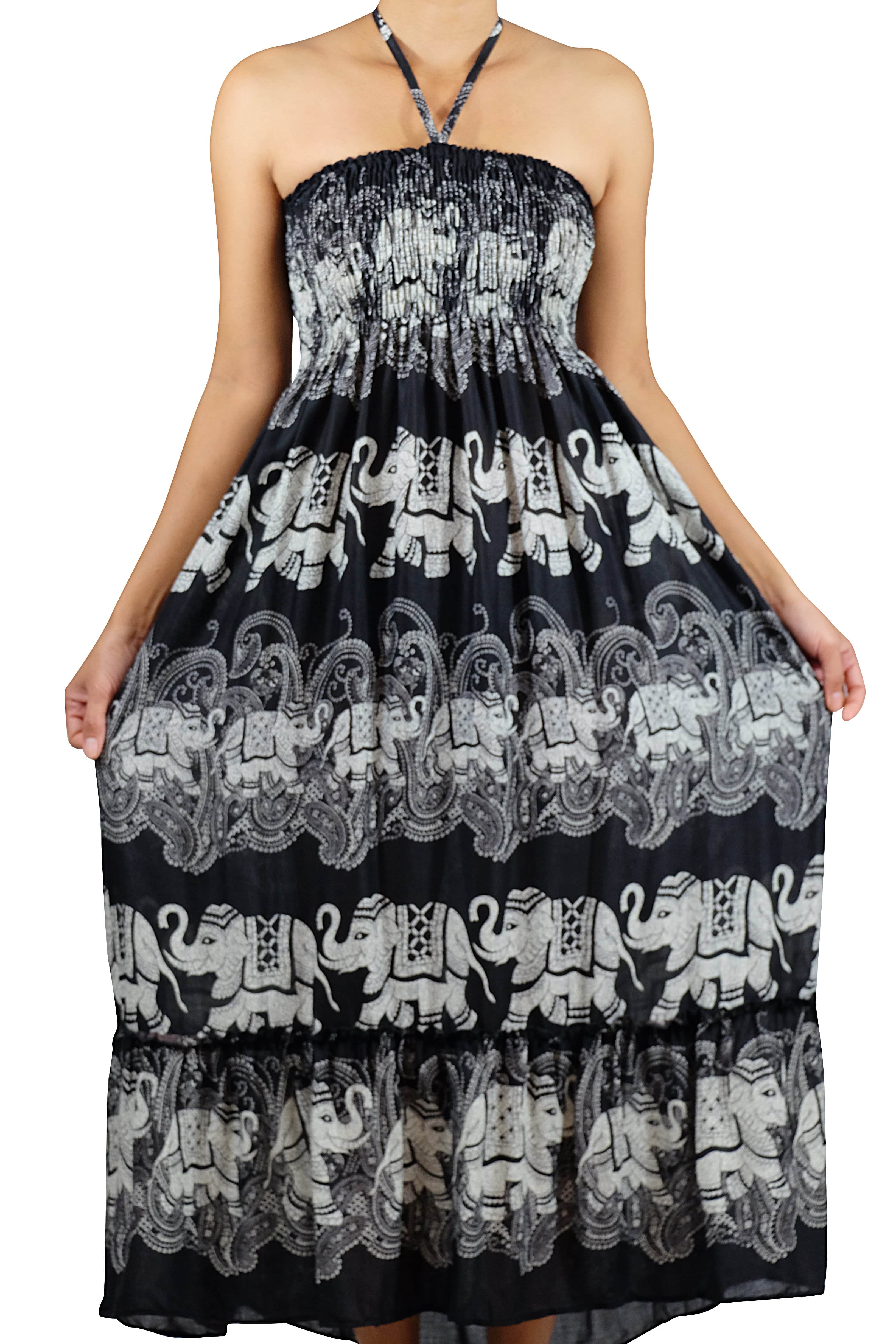 Laithai Halter Elephant Dress Black - Elephant Shirt Store product image