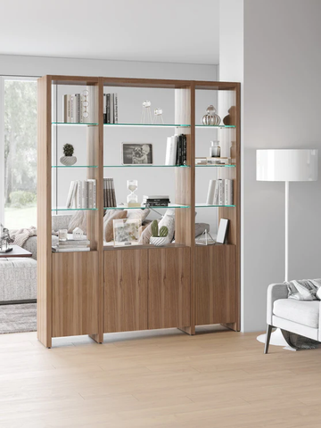 BDI Linea 5802 Double Bookcase with Glass Shelves