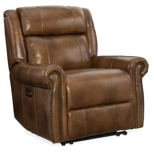 Hooker Furniture Living Room Esme Power Recliner With Power Headrest Caramel Leather