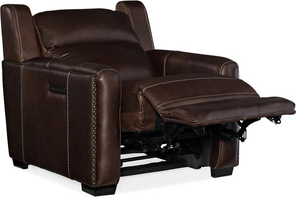 Hooker Furniture Living Room Lincoln Power Recliner With Power Headrest and Lumbar Recline Brown