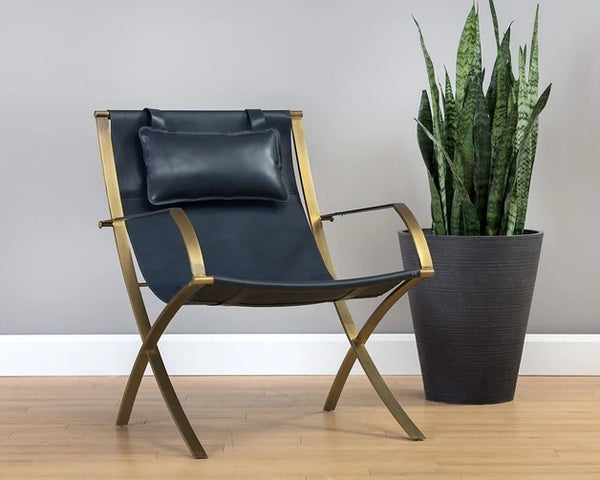 Sunpan Willis Lounge Chair - Blue Leather