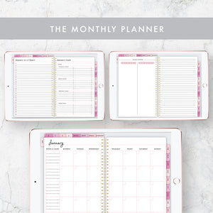 Undated Yearly Digital Planner - Pink