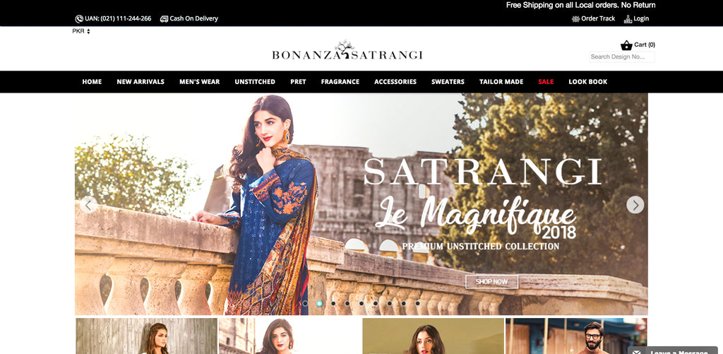 Bonanza Satrangi Lawn Online Shopping in Pakistan