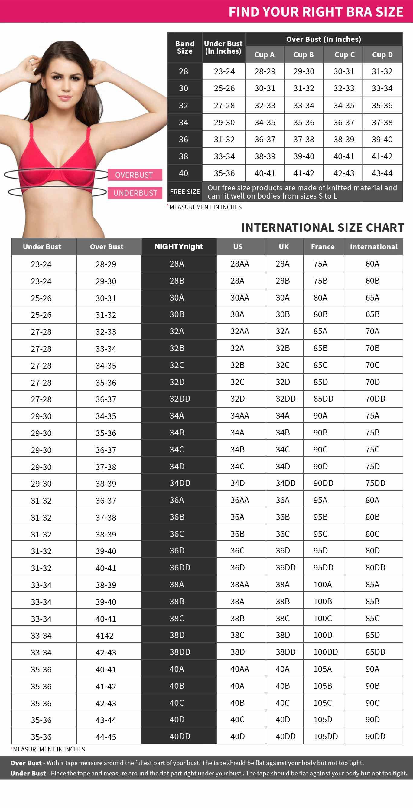 Sonari Bra Size Chart