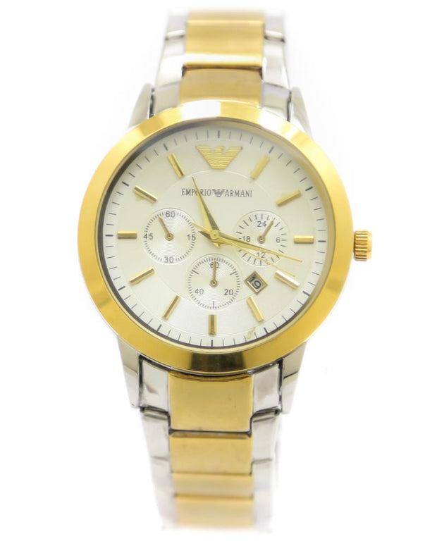 armani mens watch gold and silver