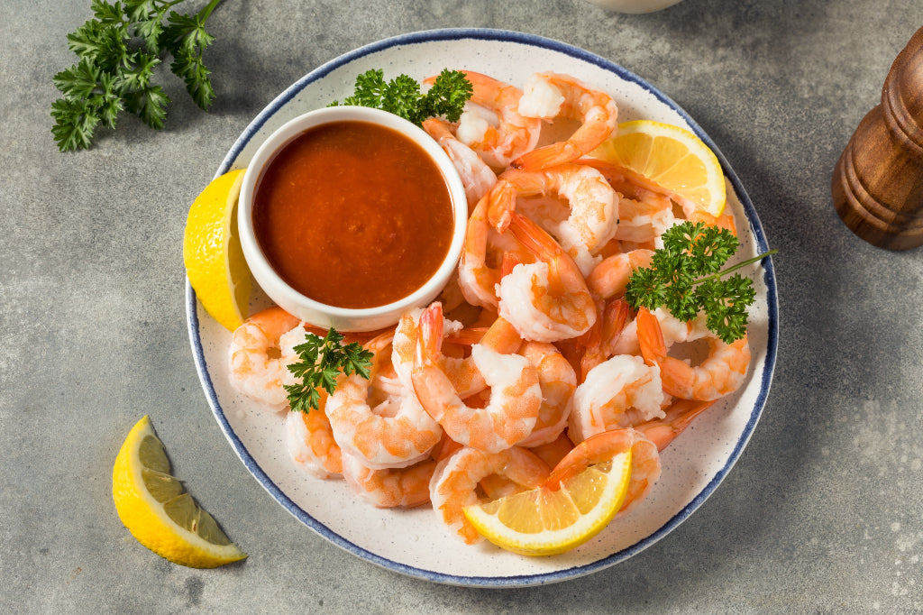 Cooked shrimp & cocktail sauce