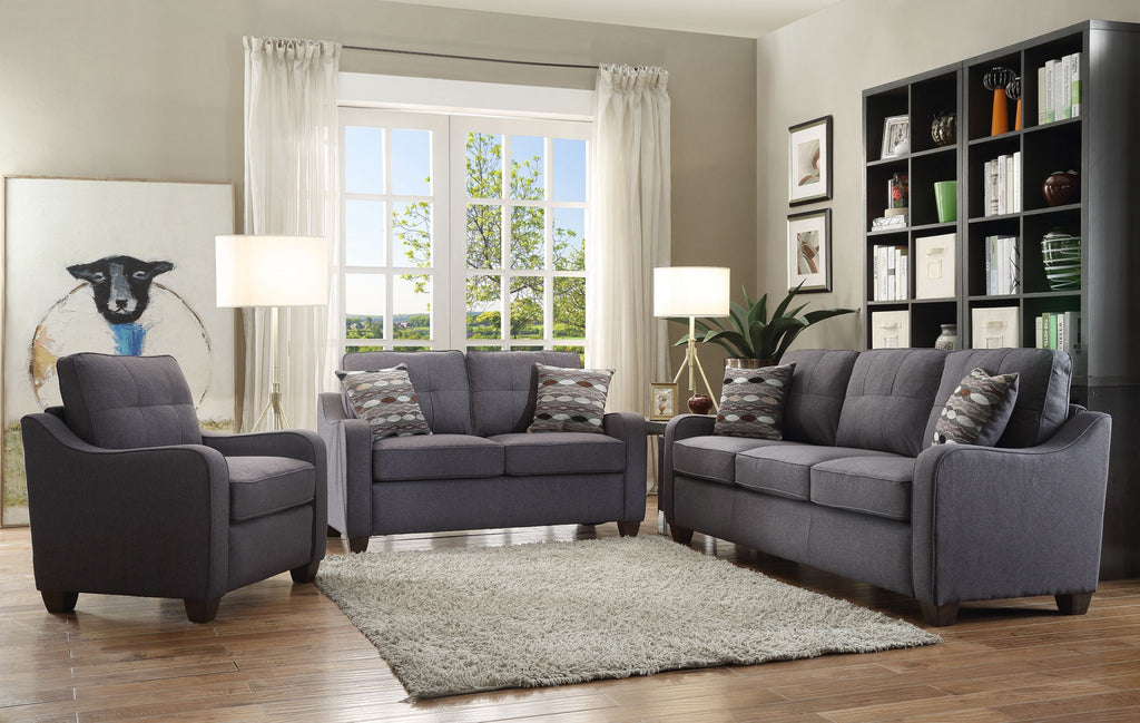 70' X 31' X 35' Gray Linen Sofa With 2 Pillows