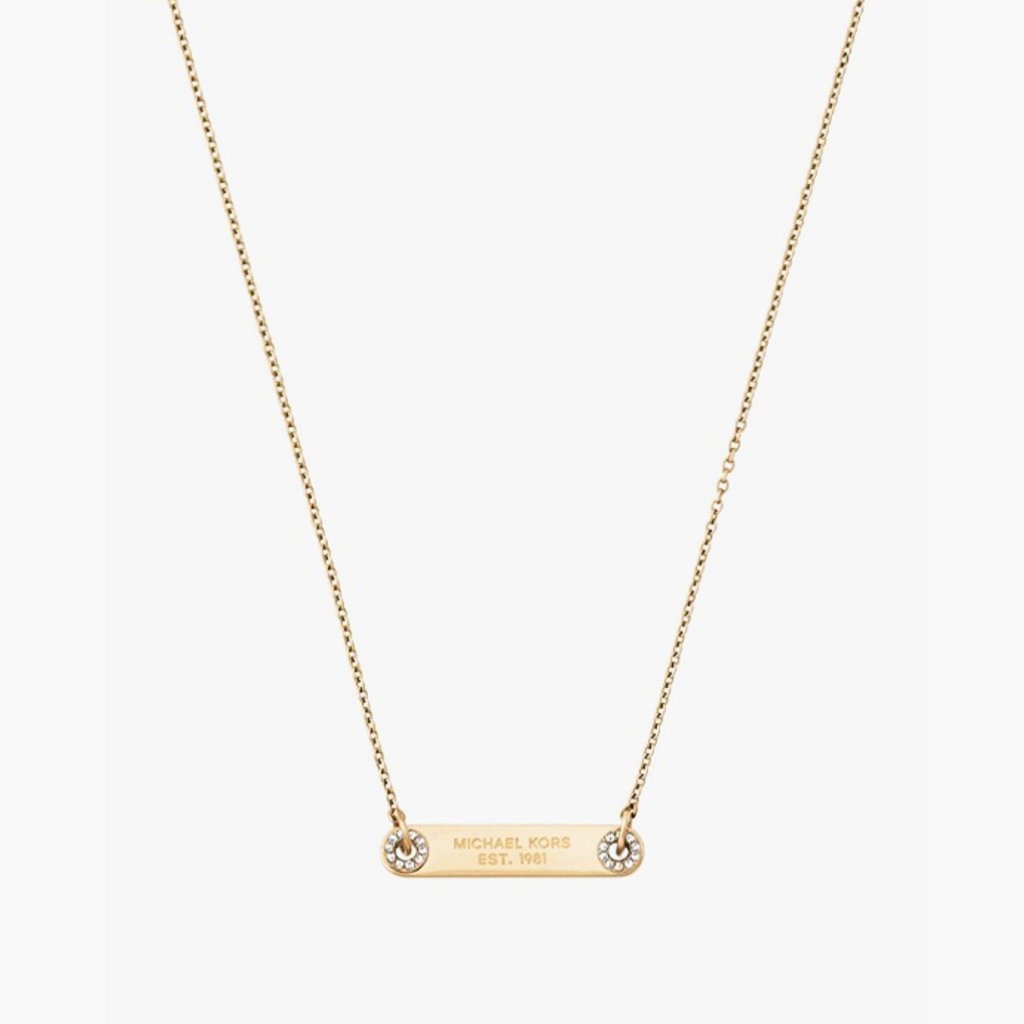 Michael Kors Logo Plaque Necklace Gold – CHIC Kuwait Luxury Outlet