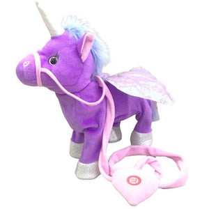 walking plush unicorn