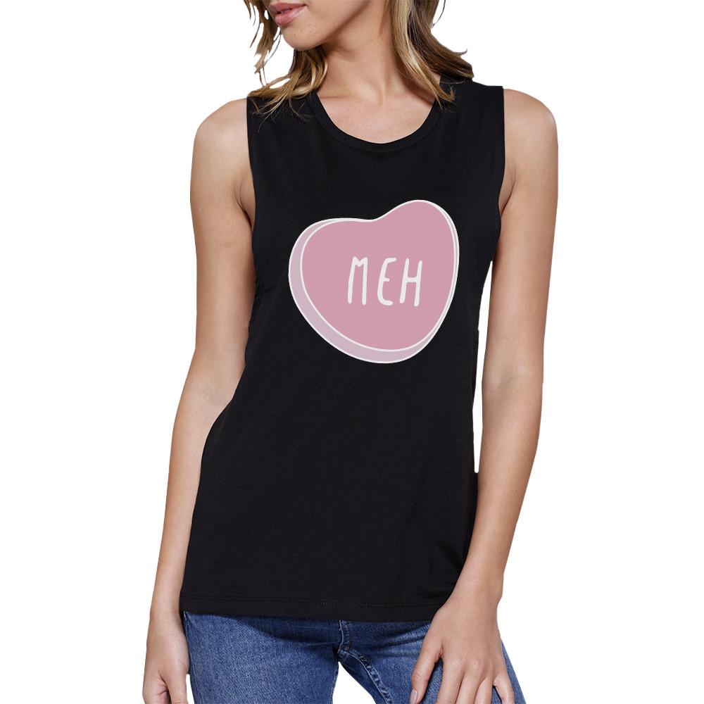 Meh Heart Women's Muscle Tee- Black