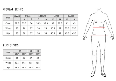 Zenana Regular & Curvy Size Charts