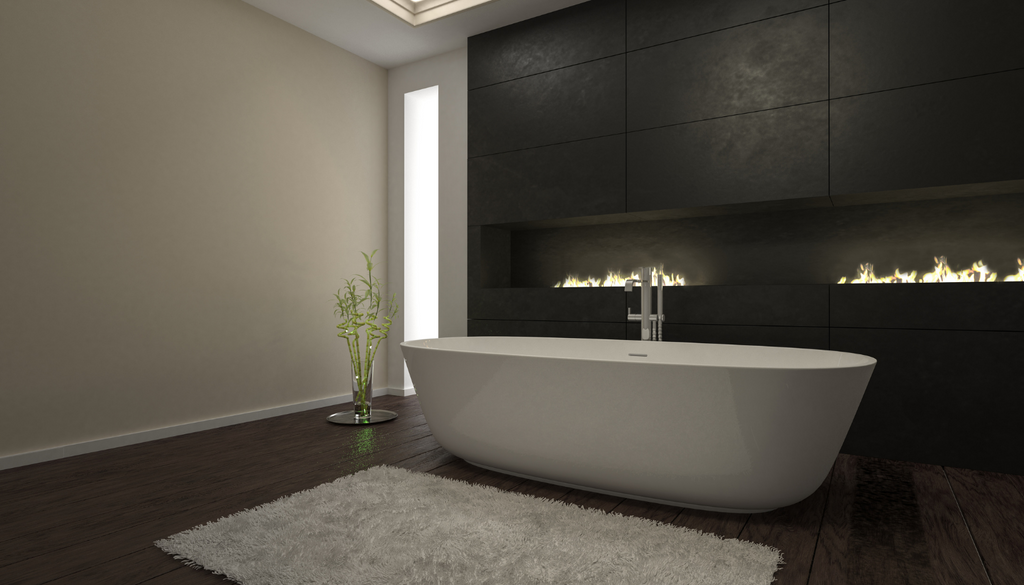 A glamorous fireplace in your dreamy black bathroom is a sure way to make your time in the bathroom truly luxurious. 