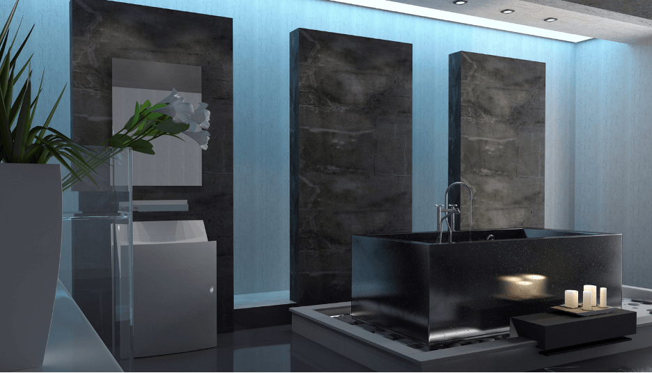 Dark Majesty Master Bathroom - . If you have a taste for darker bathrooms, you are indeed in for a treat, as this dark marble will definitely tickle your fancy.