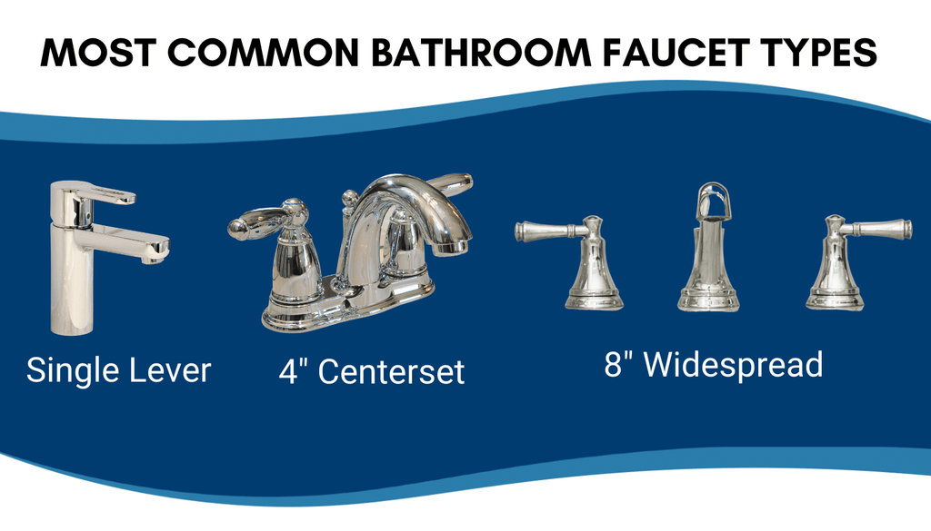 Most Common Bathroom Faucet Types - Single Lever, 4" Centerset, 8" Widespread bathroom faucet