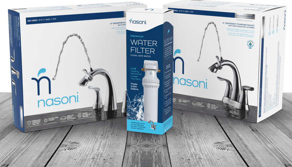 Nasoni bathroom fountain faucets and Nasoni under sink water filter