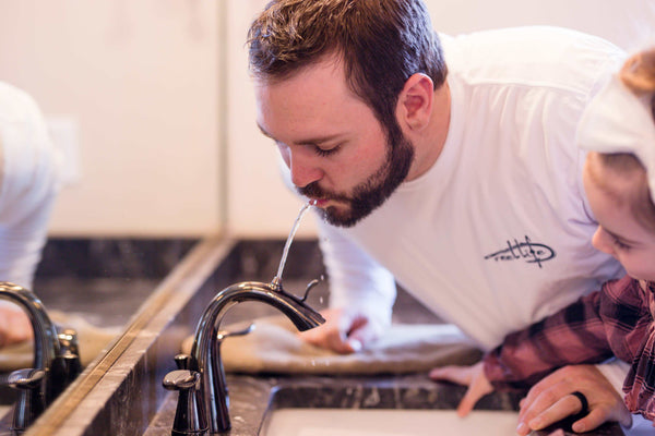 Teach Kids to save water with a Nasoni bathroom fountain faucet