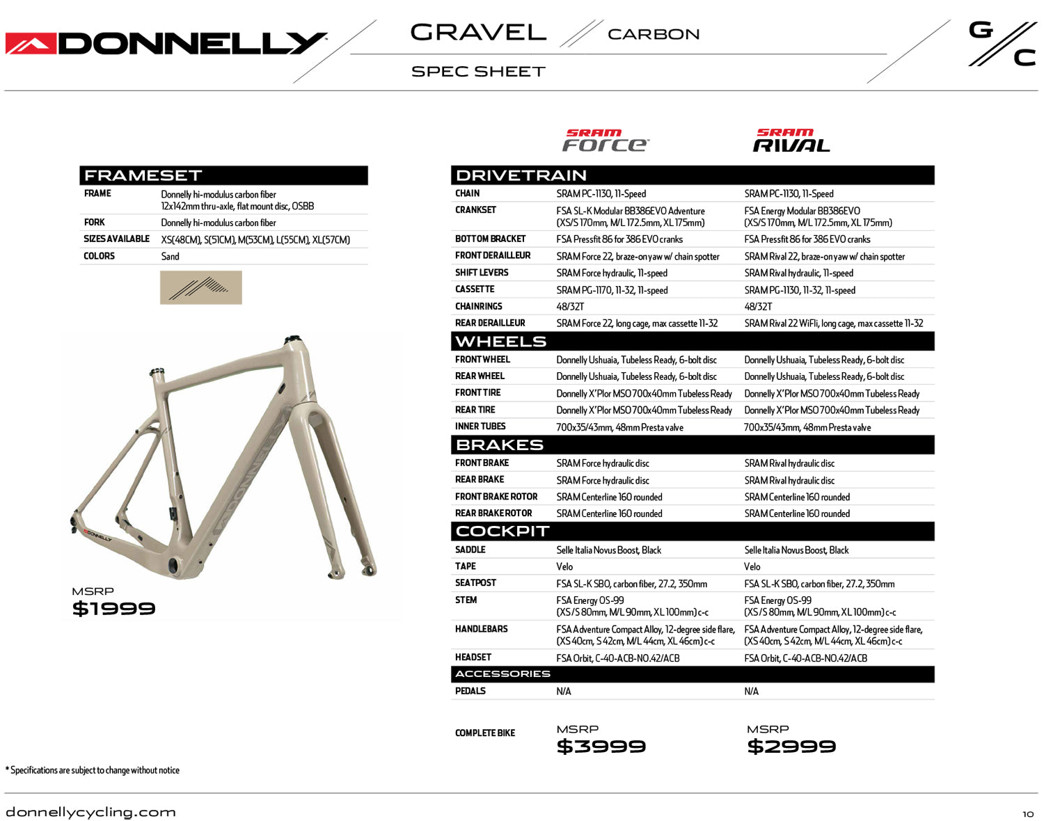 Donnelly GC Gravel Bike Frame