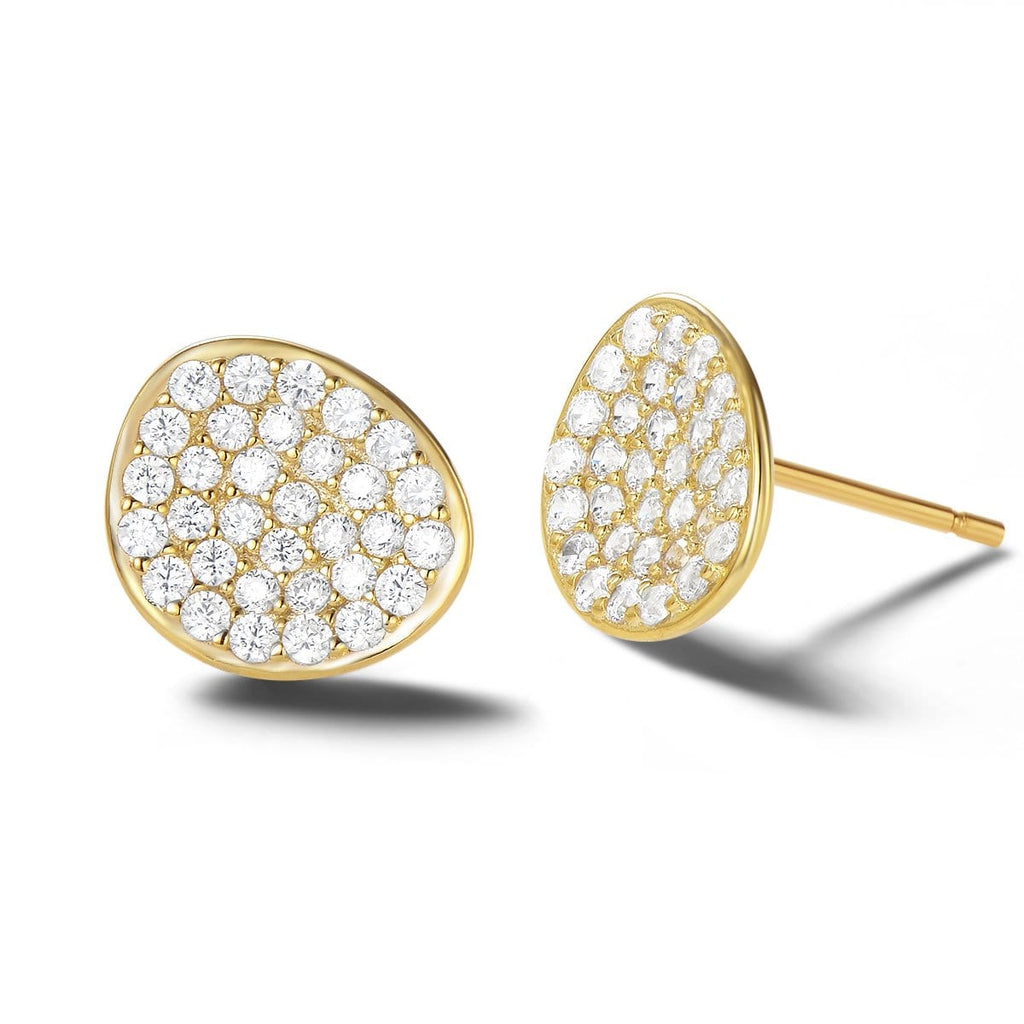 White Petal Gold Vermeil Stud Earrings 