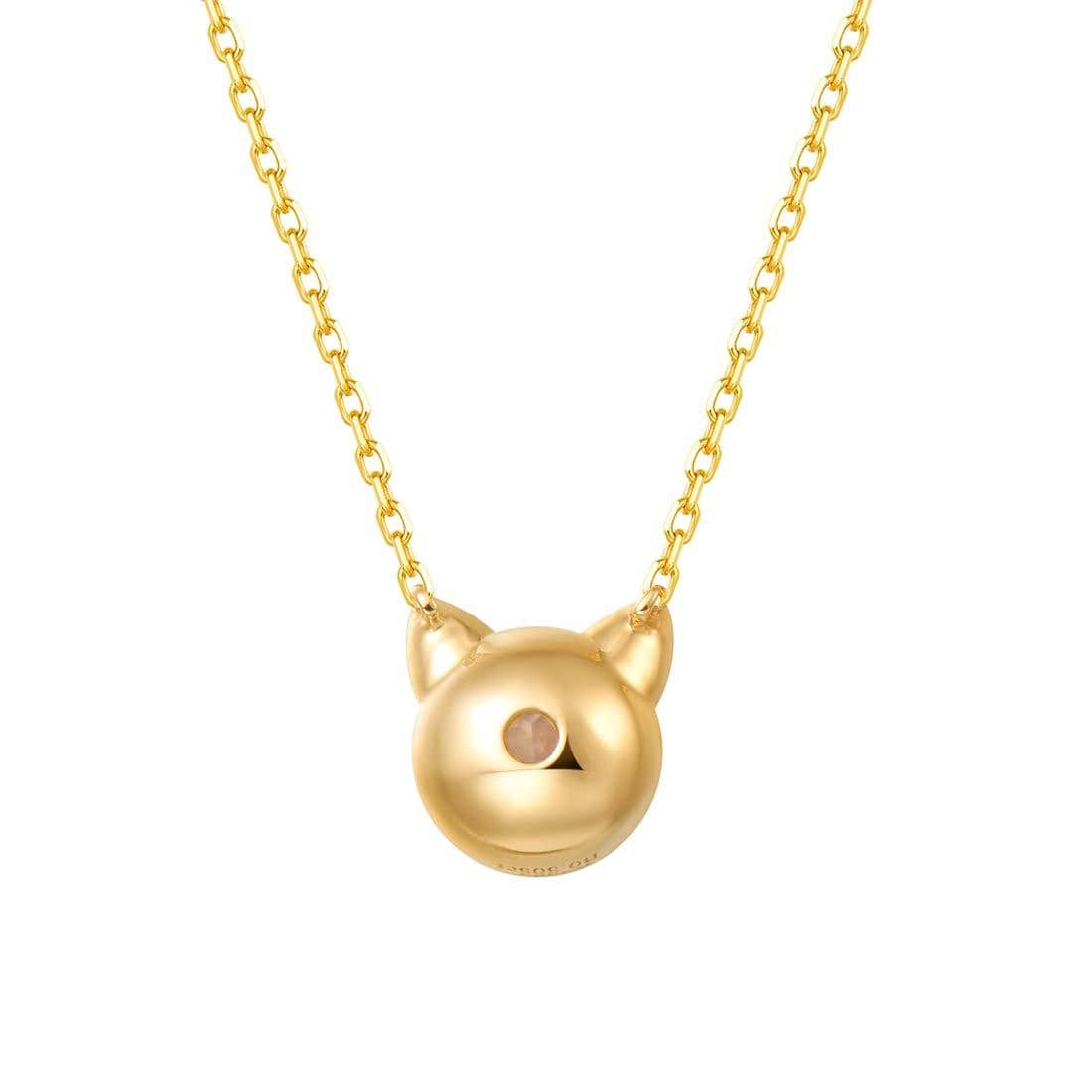 "Purple Kitty" Amethyst Round Necklace in 14K Yellow Gold - FANCI ME