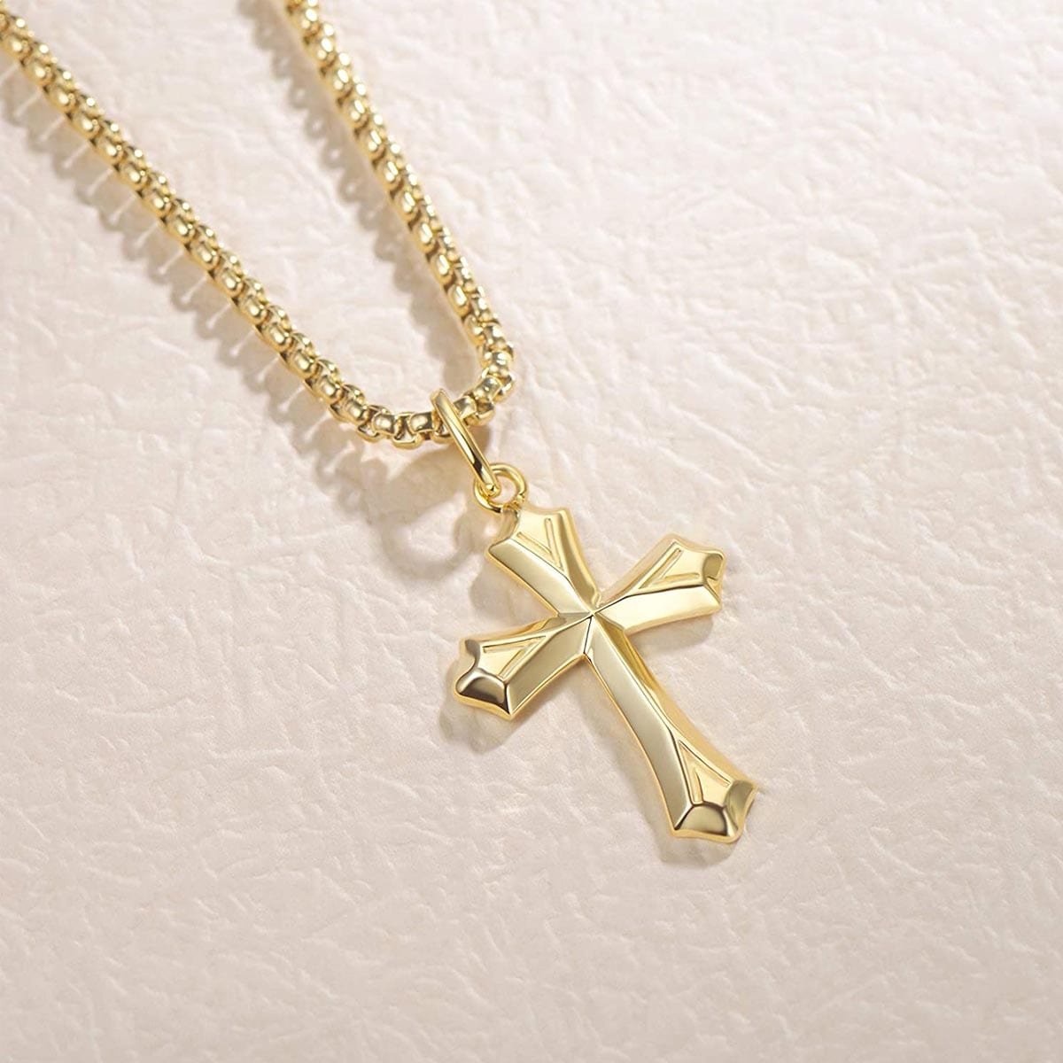 Mens Gold Plated Sterling Silver Edgy Gothic Cross Pendant Necklace, 23 ...