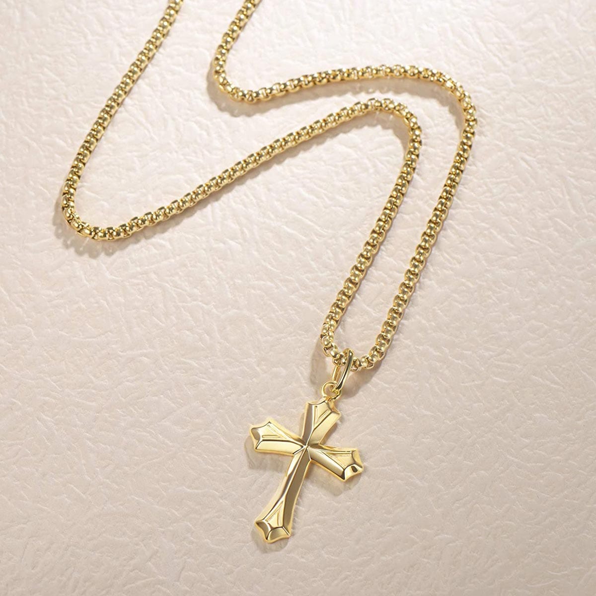 Mens Gold Plated Sterling Silver Edgy Gothic Cross Pendant Necklace, 23 ...