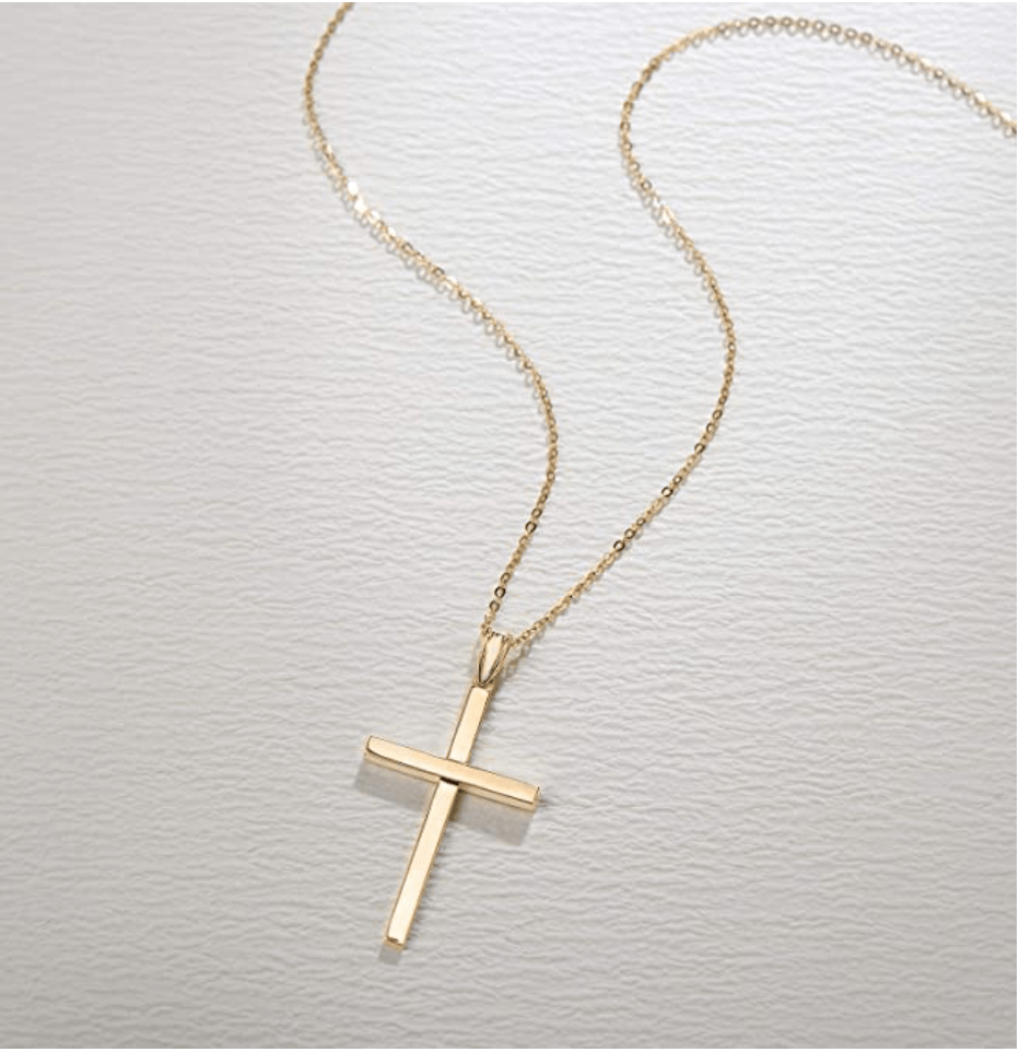 Sleek High Shine Cross Pendant Necklace in 14K Yellow Gold– FANCI.ME