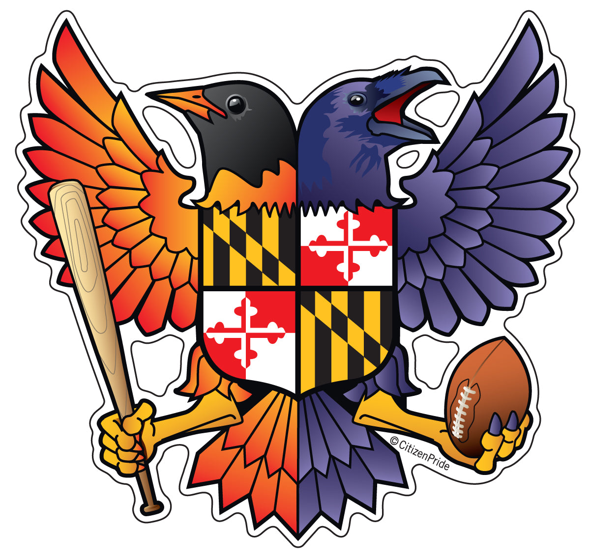 Raven Crab Football Maryland Crest, Embroidered Beanie Pom-Pom Heather Grey
