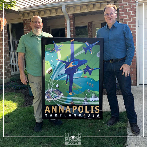 Designer, Joe Barsin, had fun delivering this large, 36x48 canvas wall art to Bob and his wife in Annapolis.