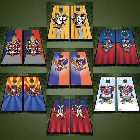 CORNHOLE BOARD VINYL WRAPS! Sports Fan Crests