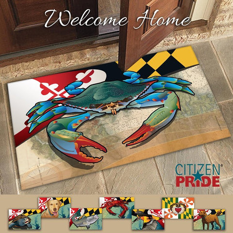 Door mats with Maryland Blue Crab