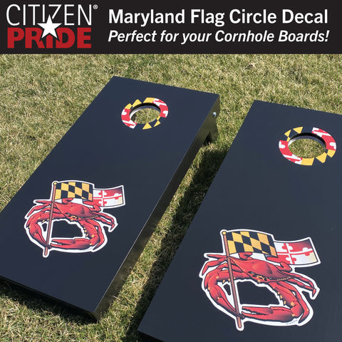 Maryland Flag Circle, Large Decal, die cut vinyl, 9" wide