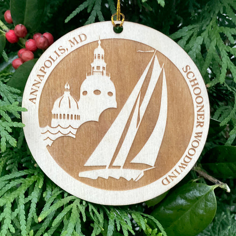 Proud to announce the NEW, 2021 ornament made in collaboration with Schooner Woodwind: Annapolis Sailing Cruises
